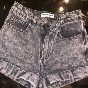 American Apparel acid high waist denim shorts cuff